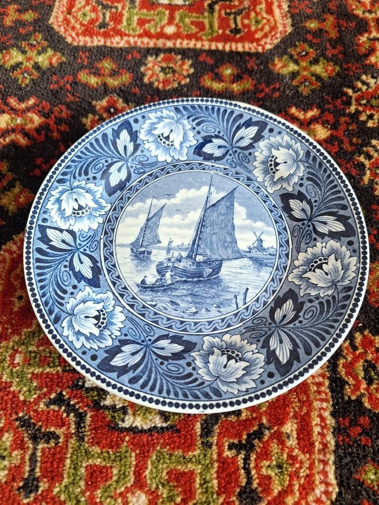 Antiek Delfts Blauw Wandbord - Hollandia (20), Antiek en Kunst, Ophalen