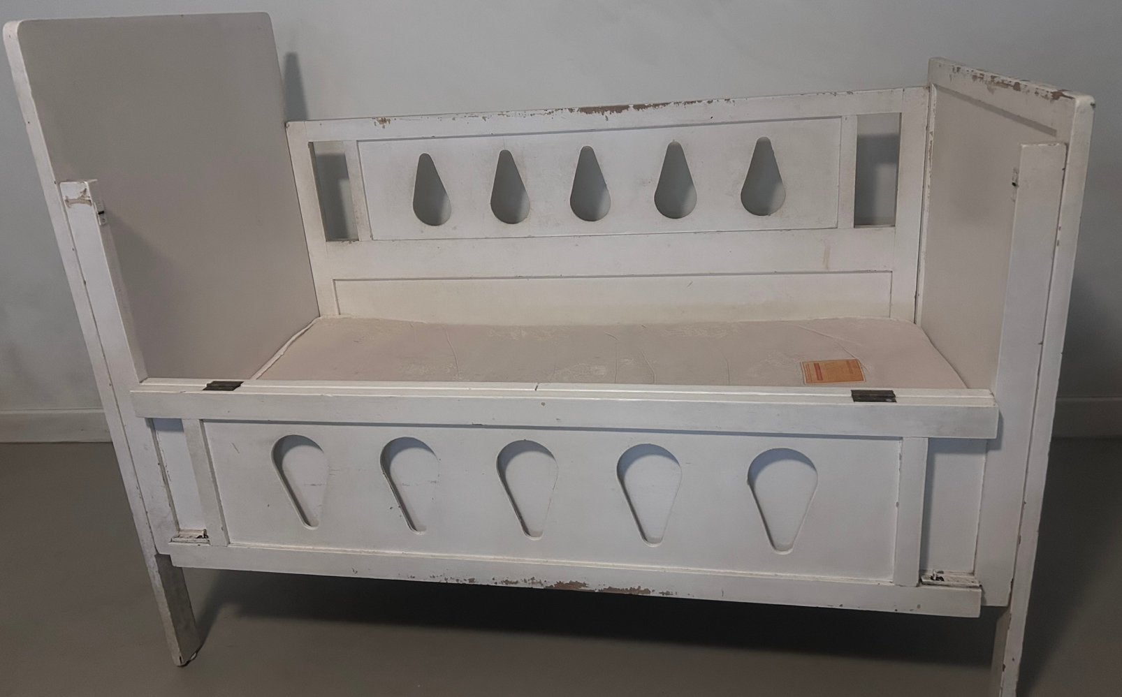 Vintage ledikantje klepbedje klep bedje peuterbed wit, Ophalen of Verzenden, Gebruikt, Ledikant