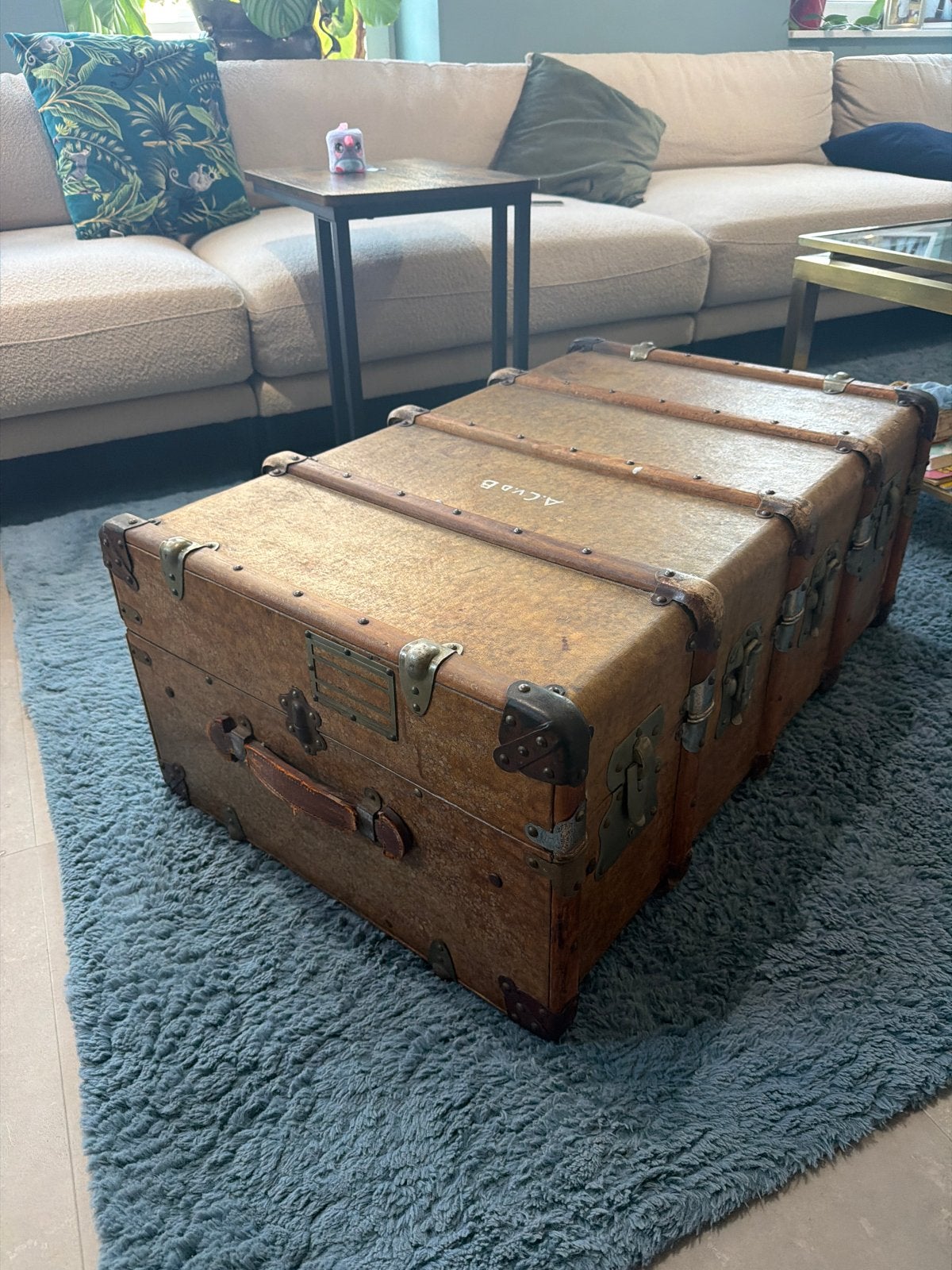 Foto 3 van Antieke houten koffer/kist - Vintage decoratie