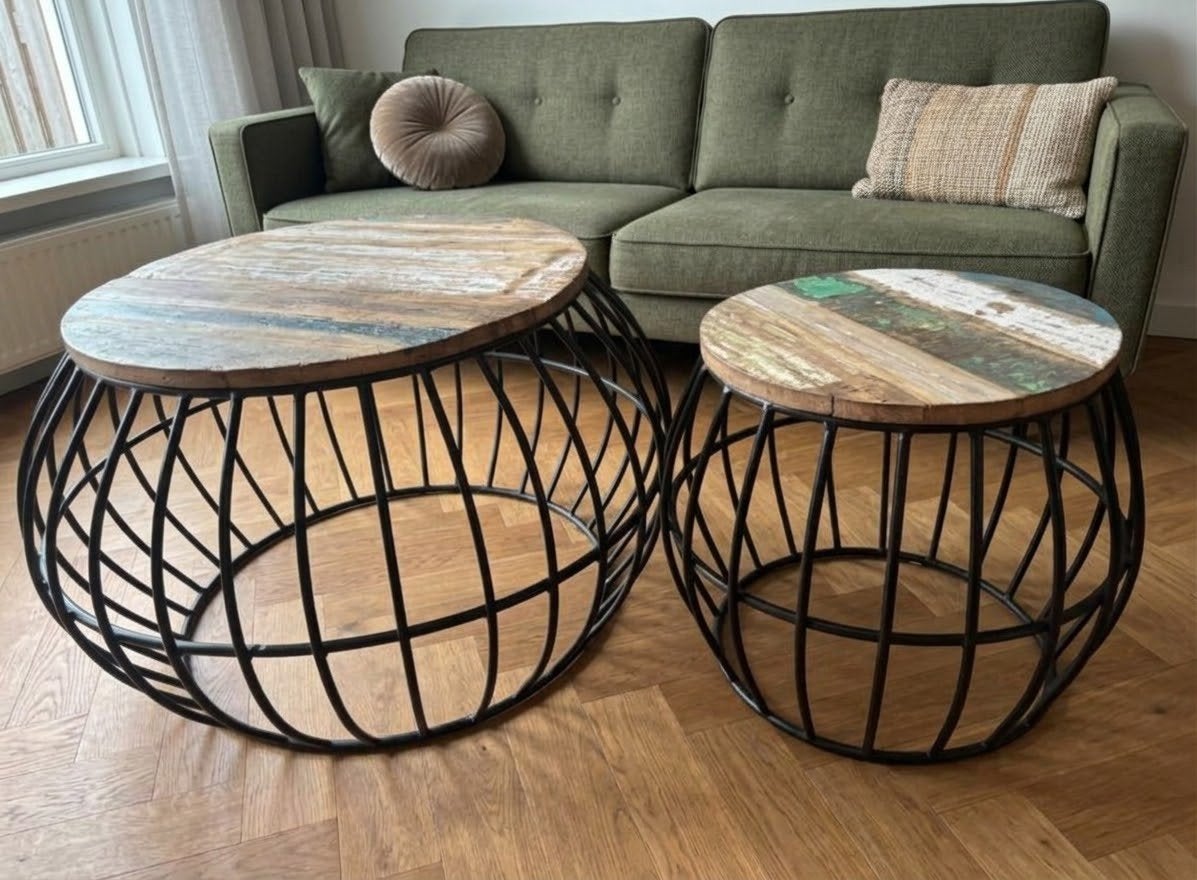 Set van 2 By-Boo salontafels, zo goed als nieuw, Ophalen, Zo goed als nieuw, Rond, Overige houtsoorten