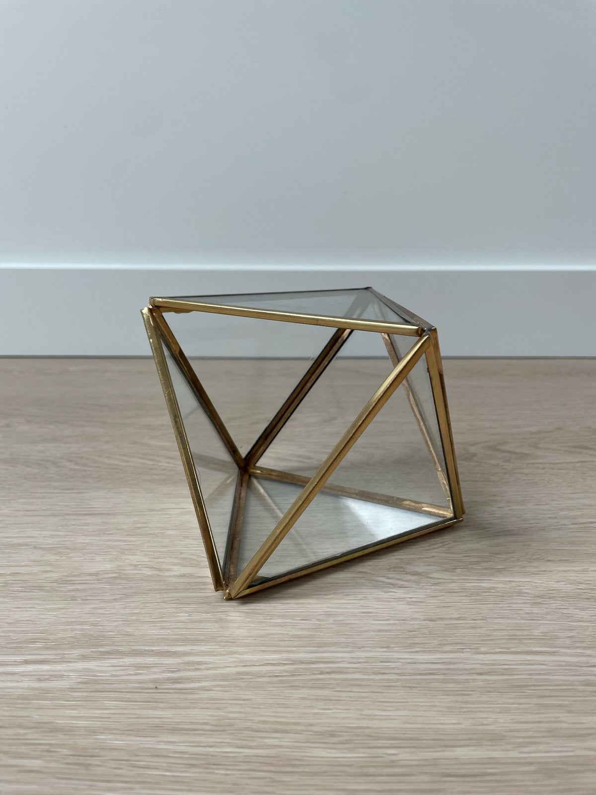 Geometrisch Glazen Terrarium - Decoratief & Modern, Ophalen of Verzenden, Zo goed als nieuw, Glas, Goud