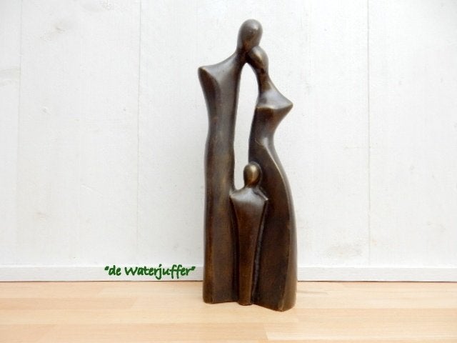 006* Bronzen familie 1 kind (Boven €75 geen verzendkosten), Tuin en Terras, Ophalen of Verzenden, Nieuw, Overige materialen, Mensenbeeld