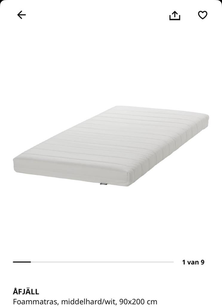 AFJALL Schuimmatras 90x200 cm, middelhard, 12 cm dik, Huis en Inrichting, Slaapkamer | Matrassen en Bedbodems, Zo goed als nieuw