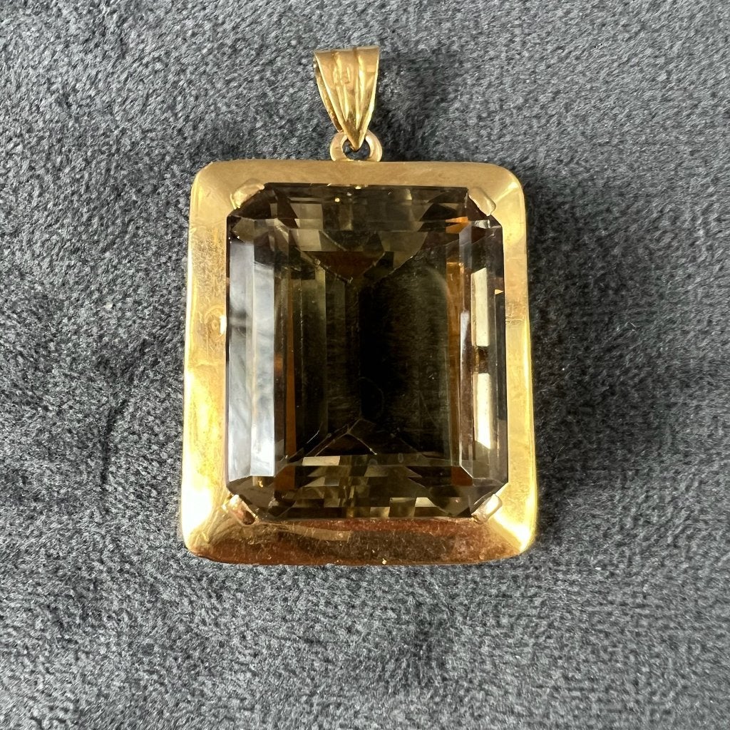 Gouden Hanger | 18k | 19,99g | rechthoekig rookkwarts | 9, Ophalen of Verzenden, Zo goed als nieuw, Goud, Goud
