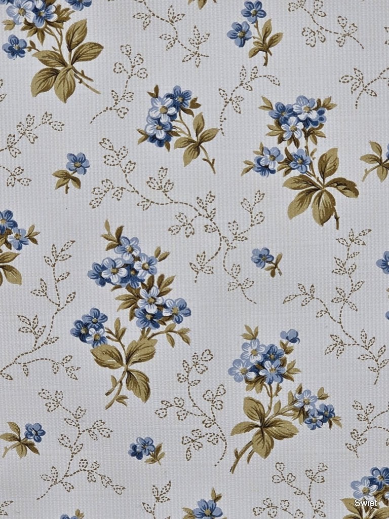 6187 Brocante bloemenbehang blauw vintage uit voorraad swiet, Huis en Inrichting, Stoffering | Behang, Verzenden, Blauw