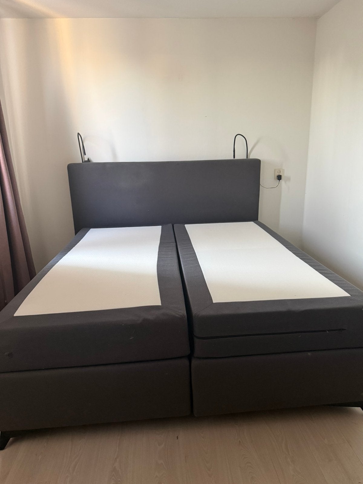 Swiss sense boxspring, grijsblauw, Ophalen, Zo goed als nieuw, Tweepersoons, 180 cm