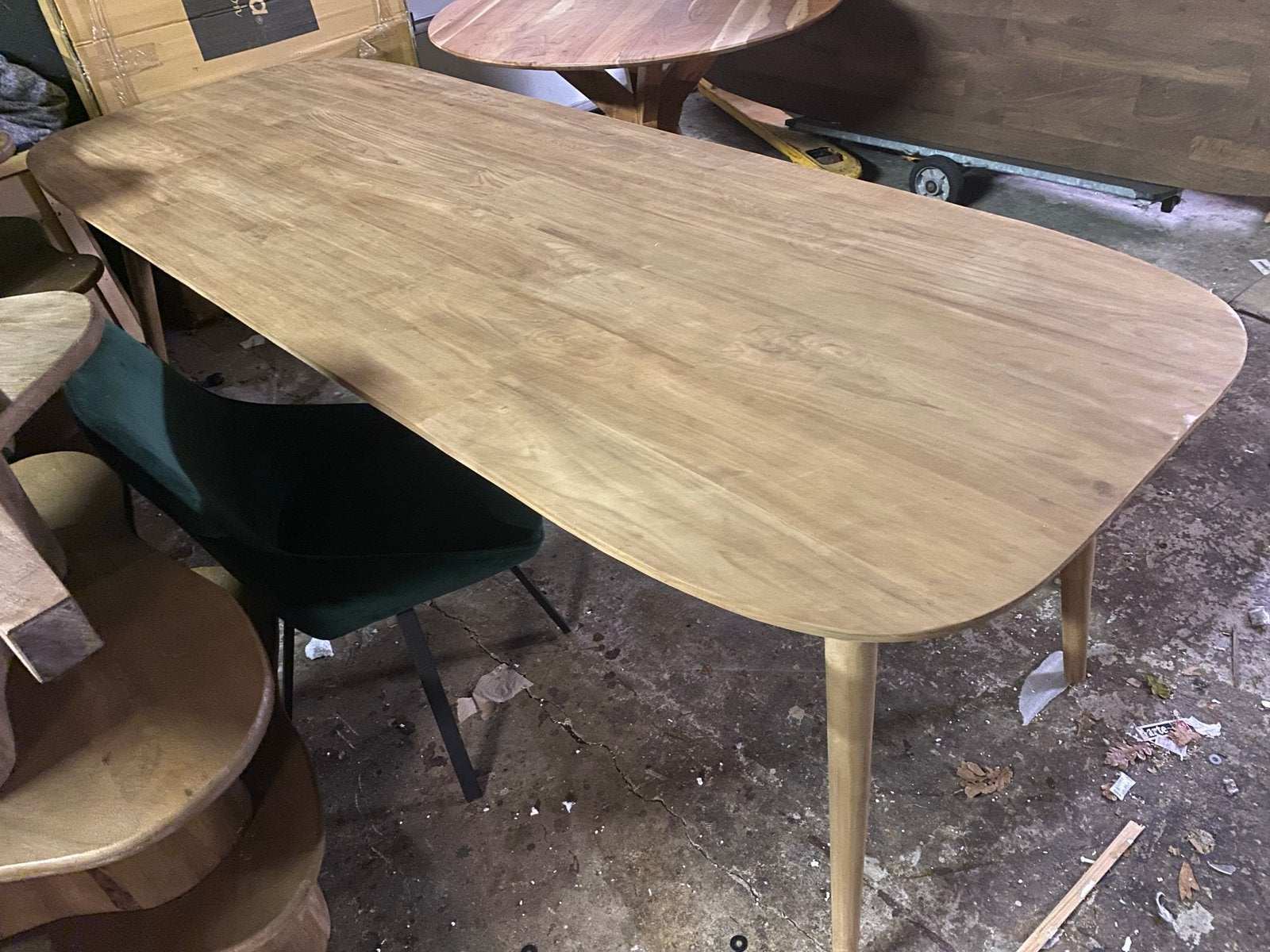 Tafel Tabassum 100x300 gerecycled teak Deens ovaal, Ophalen, 100 tot 150 cm, Teakhout, Vijf personen of meer