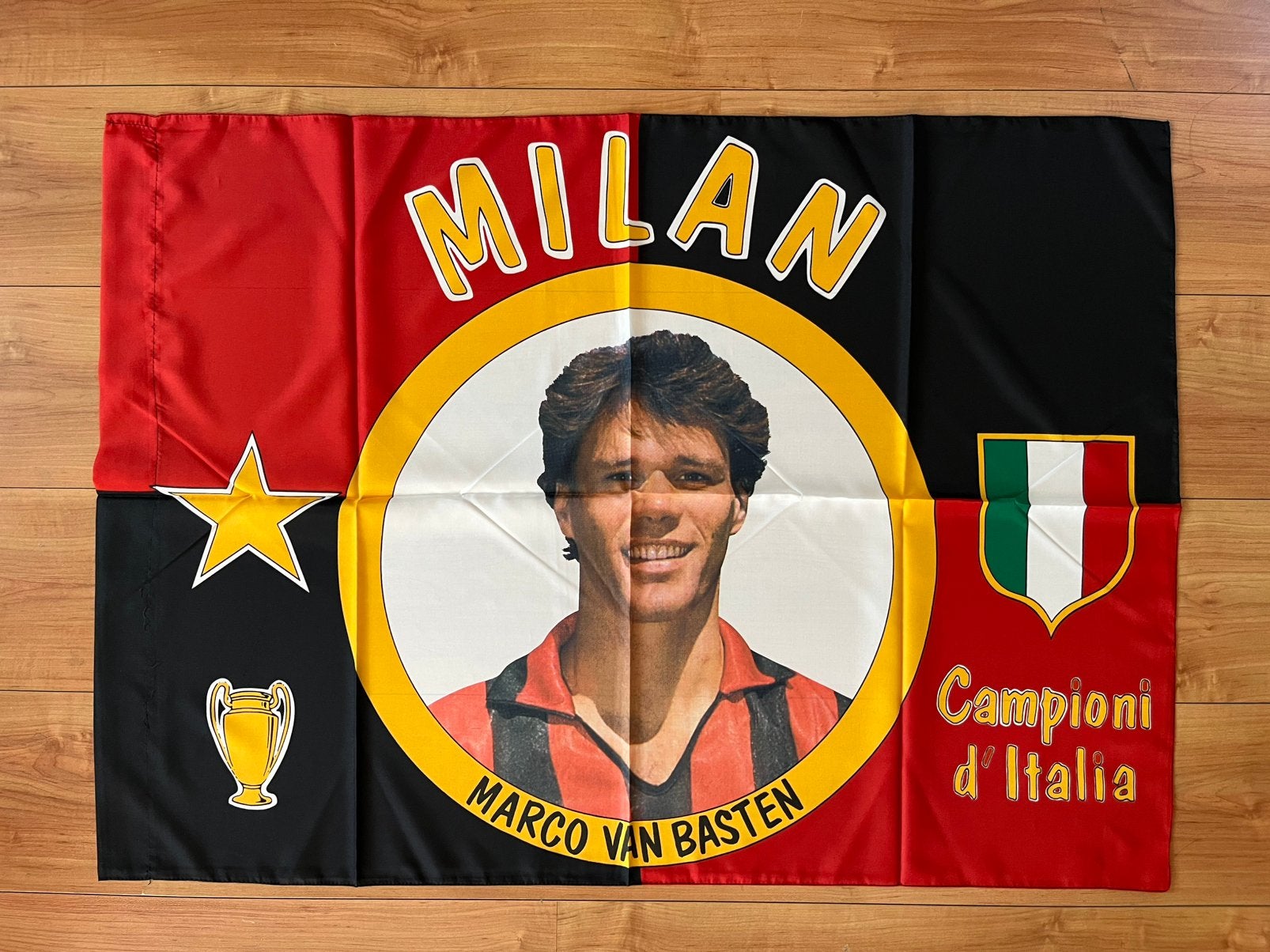 Vintage Milan Marco van Basten vlag, Verzamelen, Ophalen of Verzenden, Zo goed als nieuw, Ajax