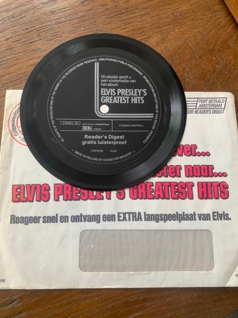 Elvis Presley's Greatest Hits - Reader's Digest luisterproef, Ophalen of Verzenden, Gebruikt, 7 inch