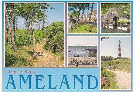 Ansichtkaart 	Ameland	5-luik	Vuurtoren, Verzenden, 1980 tot heden, Gelopen, Waddeneilanden