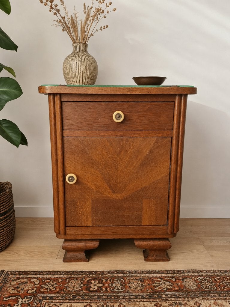 Vintage Art Deco nachtkastje / kastje jaren 30, Ophalen of Verzenden, Gebruikt, Minder dan 45 cm, 70 cm of meer