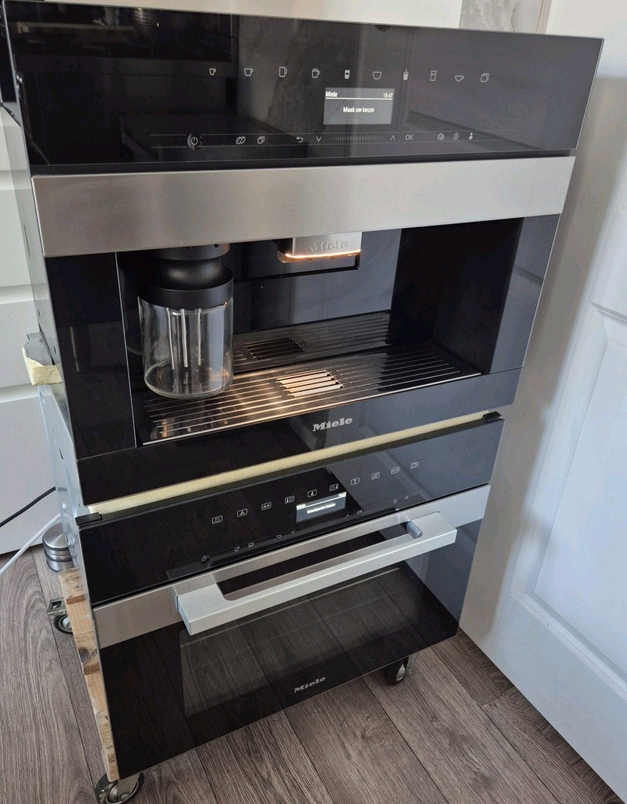 Nieuwste model Miele 7445 combi stoombak oven+ koffiemachine, Ophalen, 45 tot 50 cm, Hete lucht, Inbouw