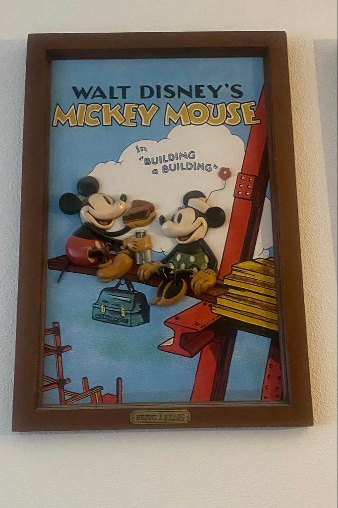 Walt Disney's Mickey Mouse 'Building a Building' 3D Kunst, Minder dan 50 cm, Overige typen, Ophalen of Verzenden, Zo goed als nieuw