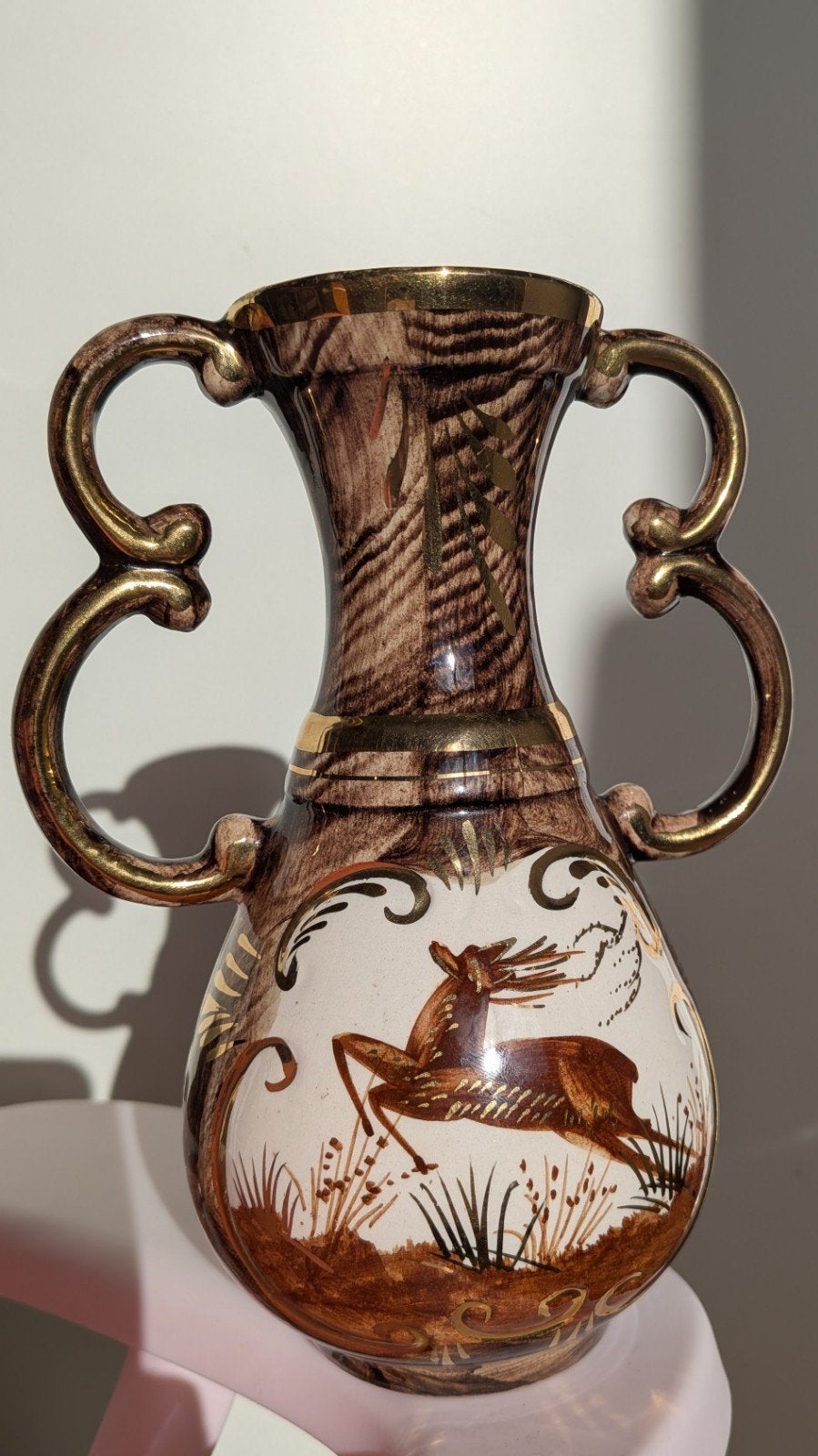 Vintage Hubert Bequet vaas met hert (model 321), Antiek en Kunst, Ophalen