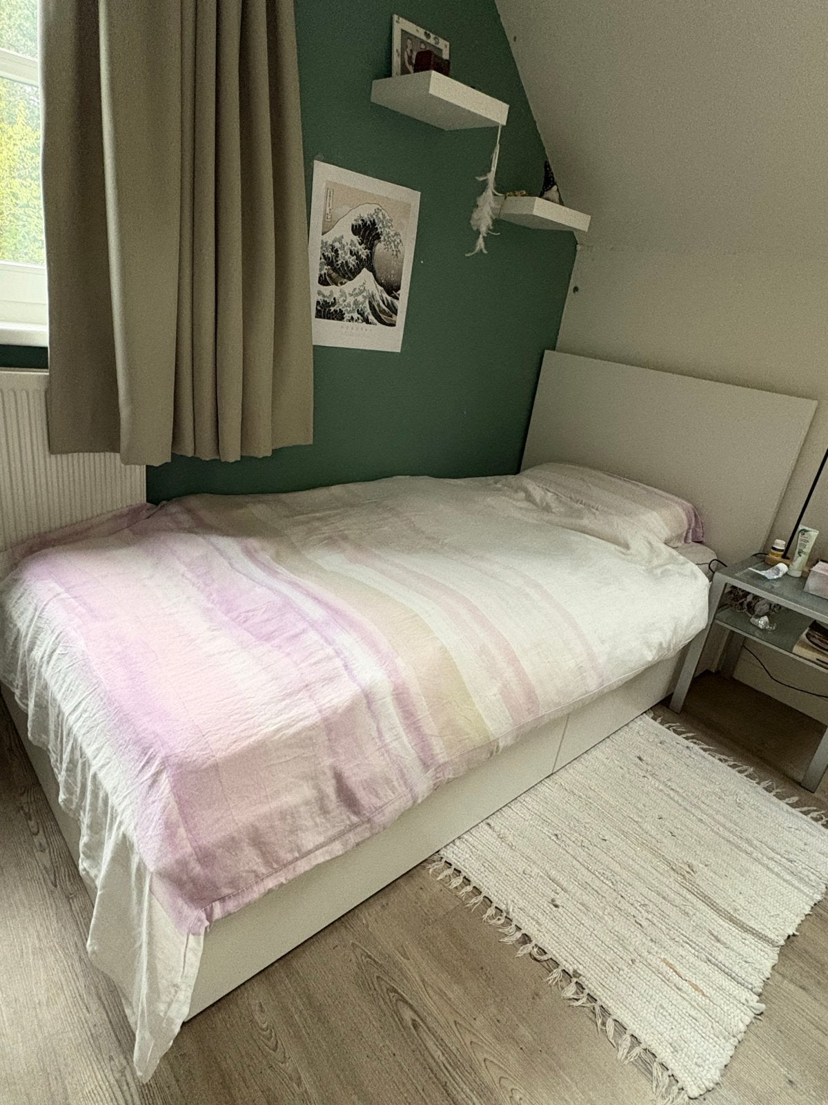 IKEA Malm eenpersoonsbed met lades, matras en topper, Ophalen, Gebruikt, 90 cm, Eenpersoons