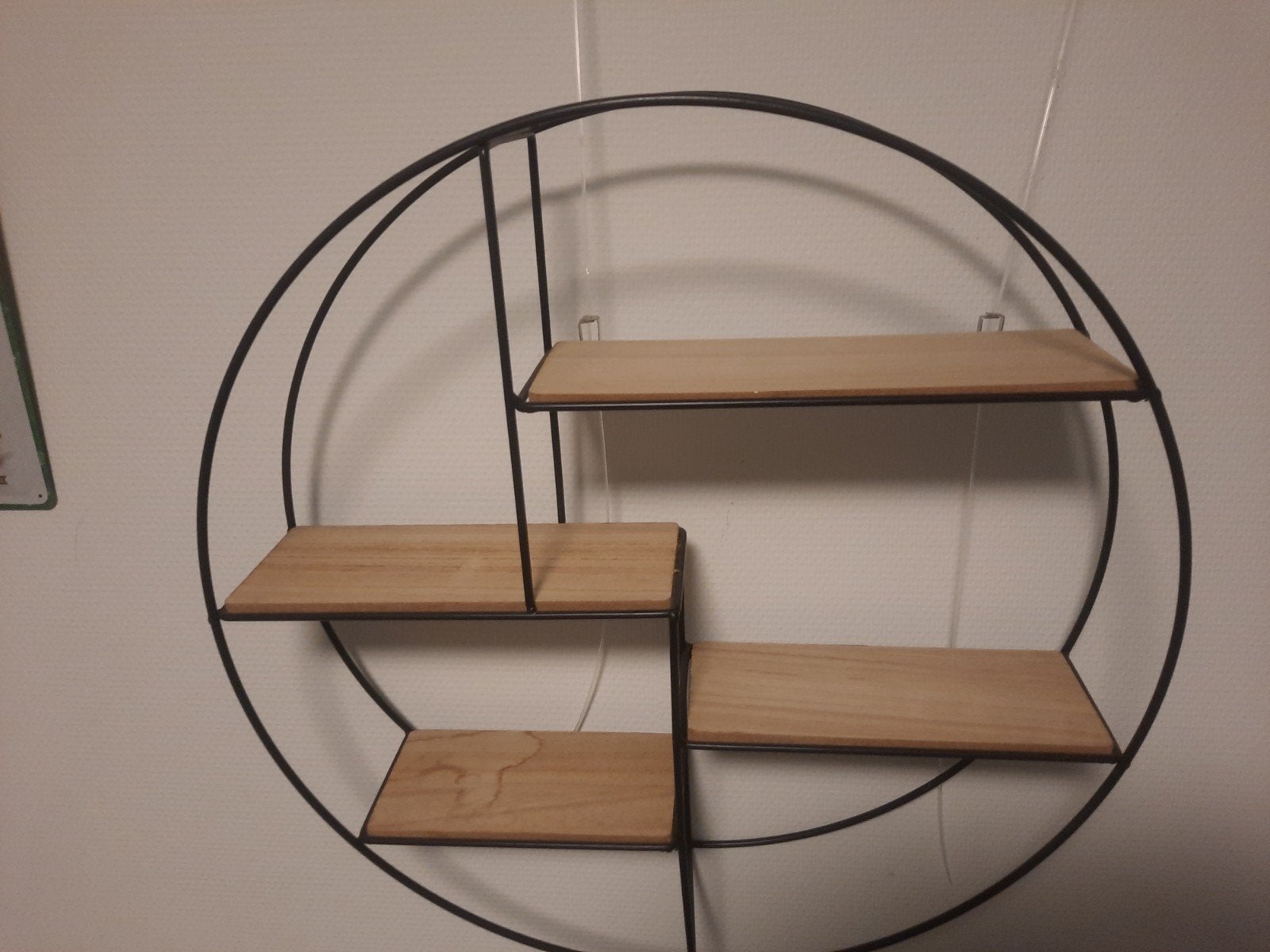 Rond wandrek met houten planken, Huis en Inrichting, Woonaccessoires | Wandplanken en Boekenplanken, Ophalen of Verzenden, Zo goed als nieuw