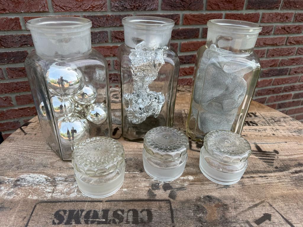 Set van 3 Vintage Apothekerspotten met Glazen Stop, Antiek en Kunst, Ophalen of Verzenden