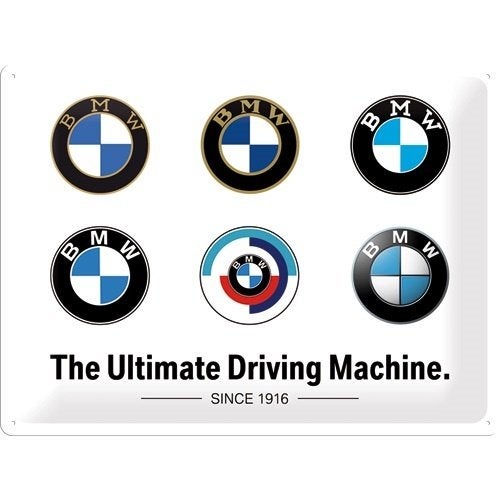 BMW logo evolution relief reclamebord van metaal wandbord, Ophalen of Verzenden, Nieuw, Auto's