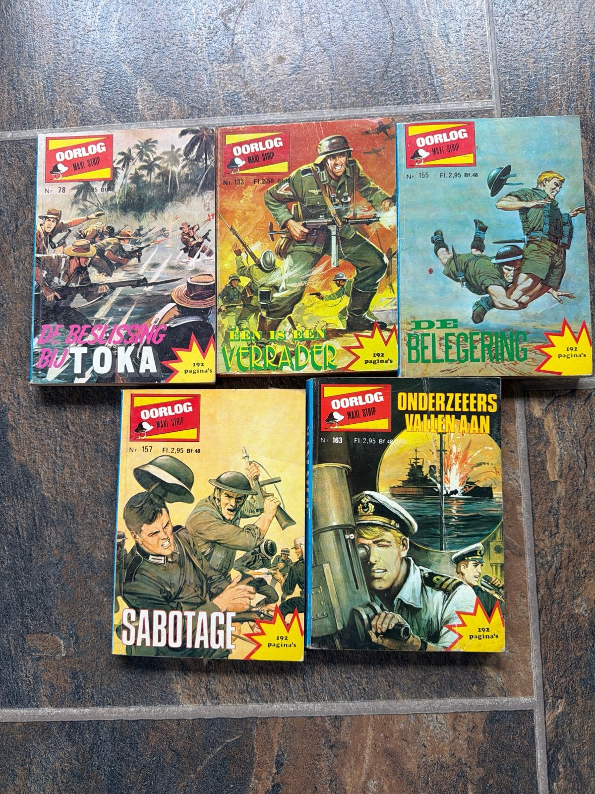 Oorlog Maxi Strip Nrs. 78, 133, 155, 157, 163 - 5 stripboeke, Meerdere stripboeken, Ophalen, Gelezen