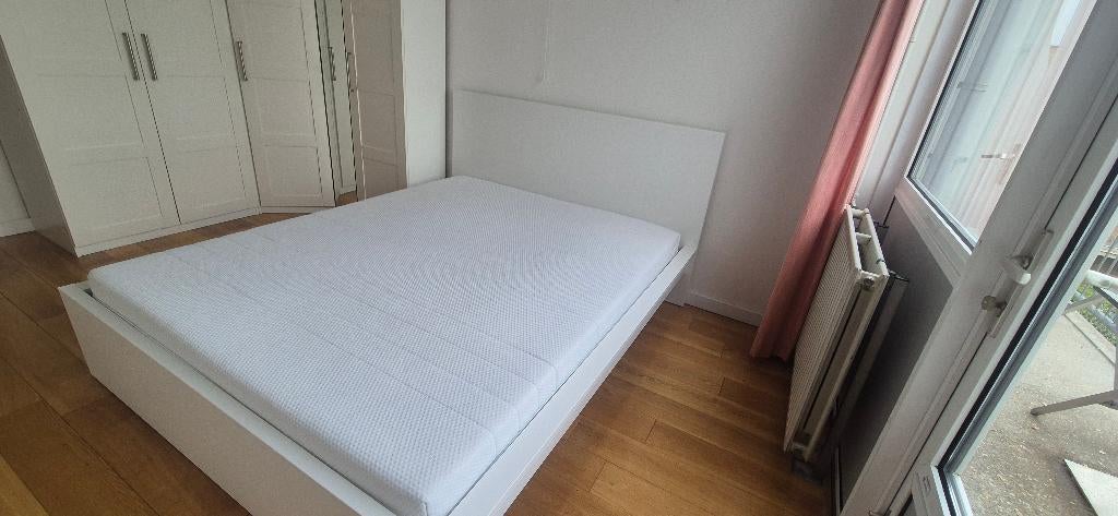 Malm ikea bed 160x200 inclusief matras, Huis en Inrichting, Slaapkamer | Bedden, Ophalen, Wit, Tweepersoons, Zo goed als nieuw