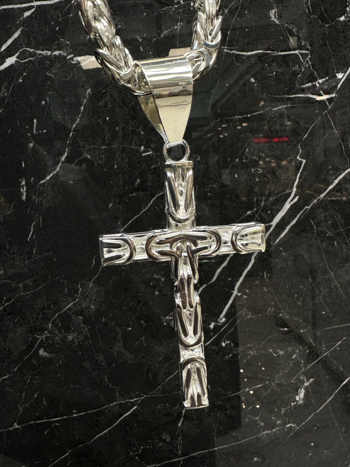 925 Zilveren XXL Koningsketting met Kruis Hanger, Ophalen of Verzenden, Nieuw, Zilver, Met hanger