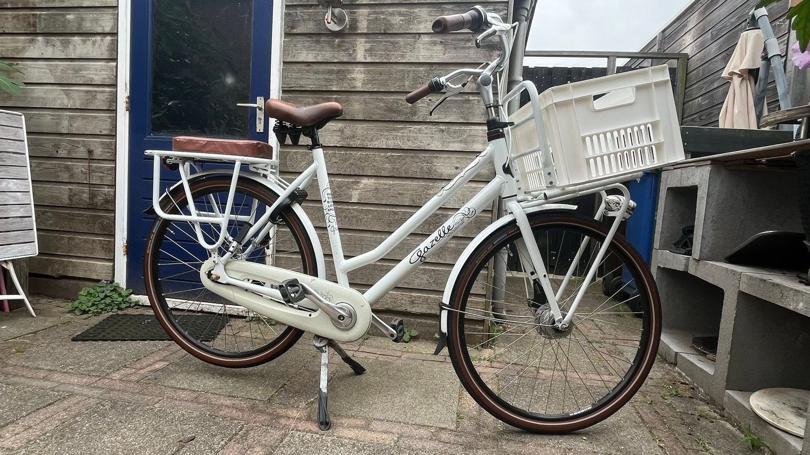Gazelle Miss Grace Dames transportfiets wit, Ophalen, Gebruikt, Versnellingen, 56 cm of meer