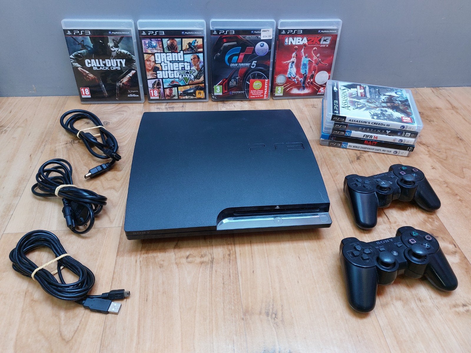 Complete PlayStation 3, Ophalen of Verzenden, Zo goed als nieuw, Met 2 controllers, Slim