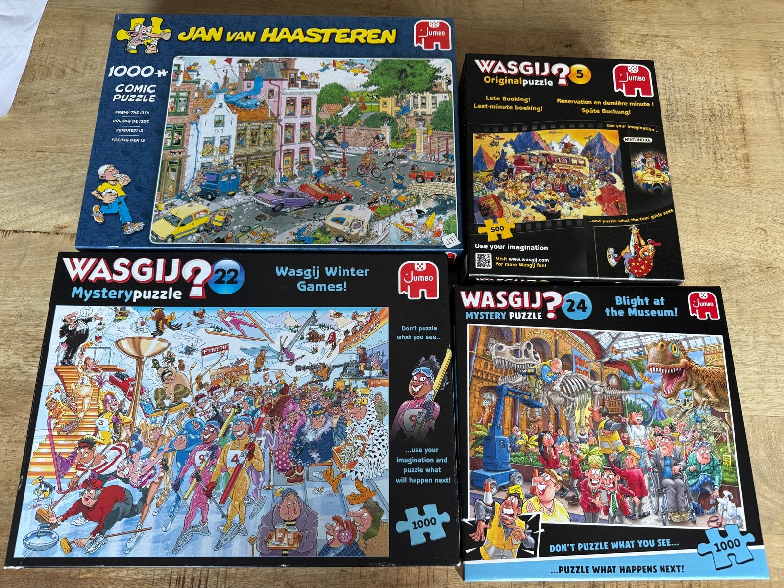 Jan van Haasteren & Wasgij Puzzels - 4 stuks, Ophalen, Meer dan 1500 stukjes, Gebruikt, Legpuzzel