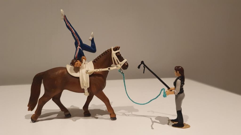 Schleich 42002 - Farm Life: Voltigier Set met Hannoveraan, Ophalen of Verzenden, Zo goed als nieuw, Paard, Beeldje of Figuurtje