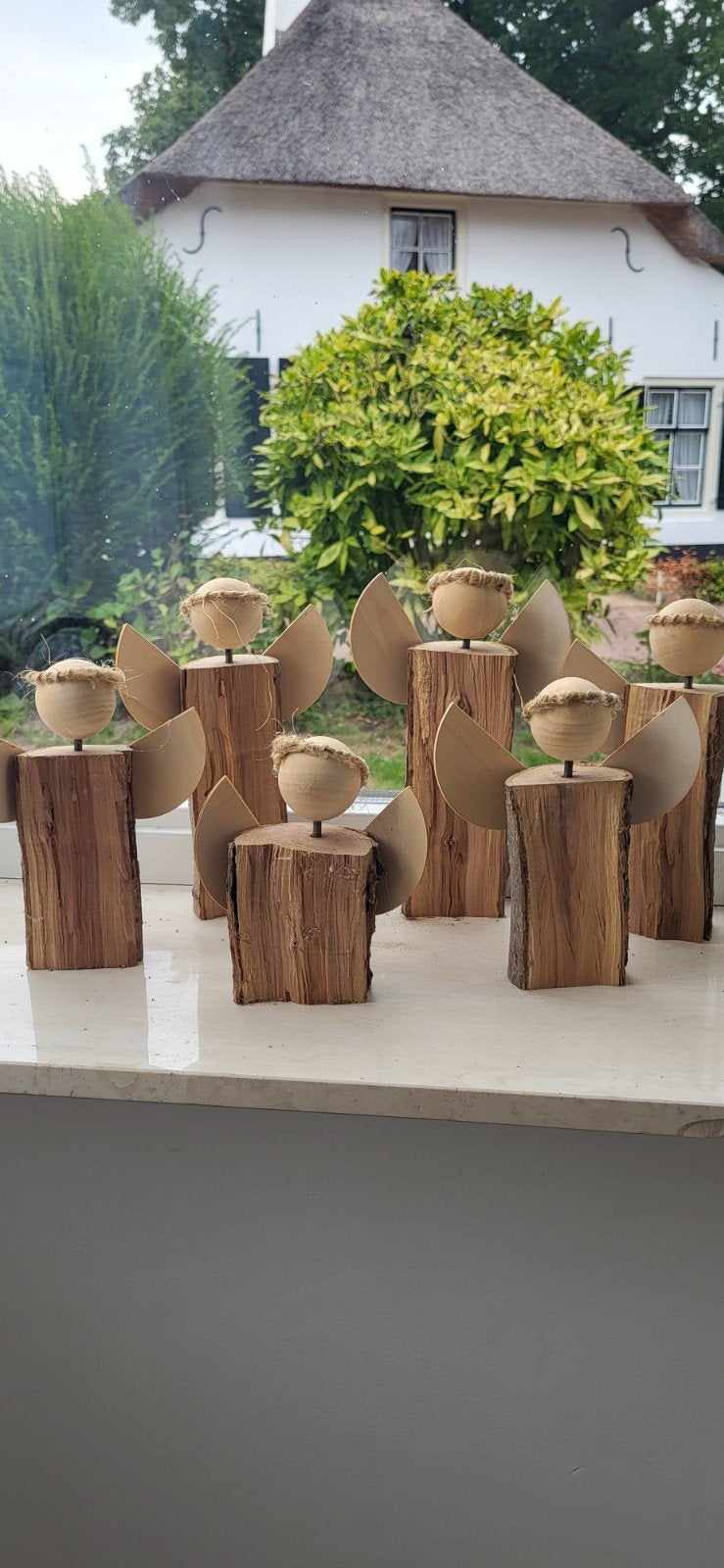 Stylistische houten engelen beeldjes - Kerst & Decoratie, Ophalen of Verzenden, Nieuw
