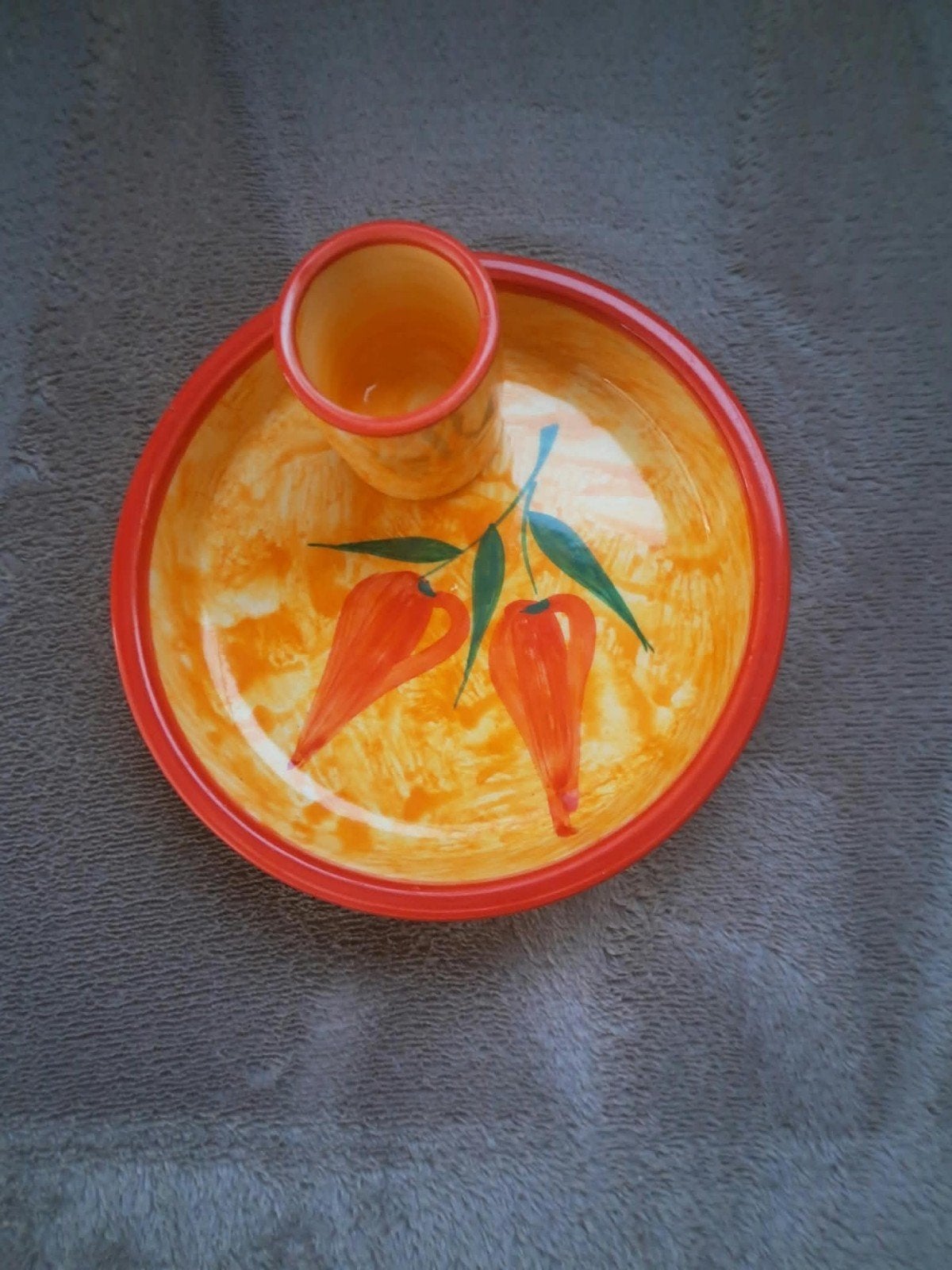 Spaanse tapas schaal handgeschilderd, Keramiek, Ophalen of Verzenden, Zo goed als nieuw, Kom(men)