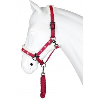 Roze Horka Nordic bont halsterset maat mini en cob, Met bont, Recreatie, Nieuw, Halster