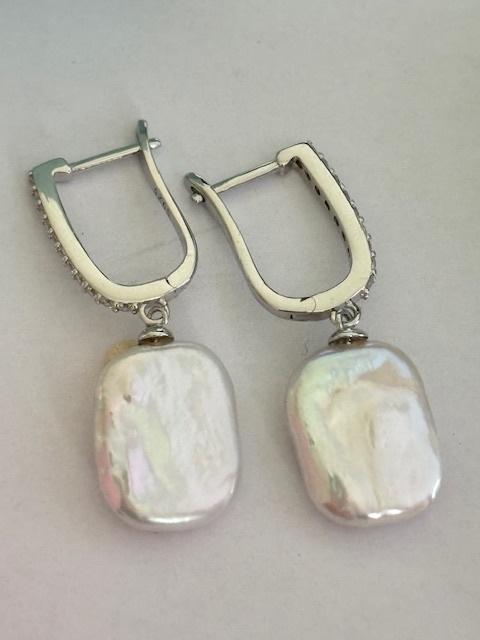 Prachtige Parel Oorbellen Witte Keshi Barok Parels Zilver, Hangers, Wit, Nieuw, Ophalen of Verzenden
