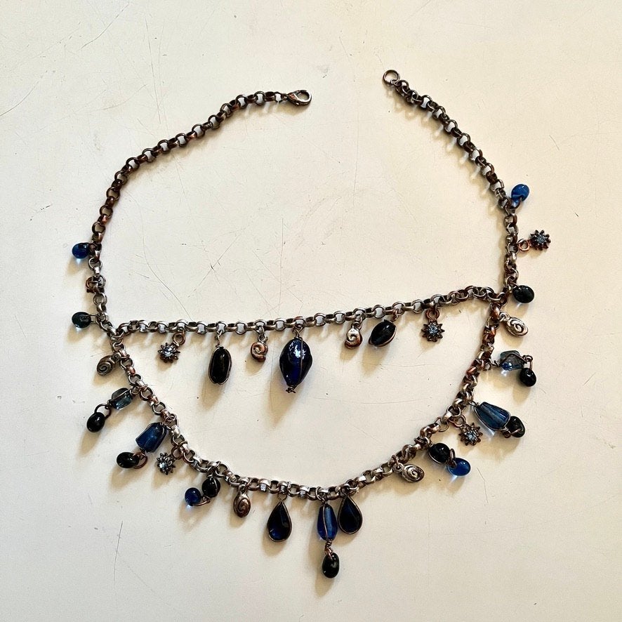 Halsketting, Ophalen of Verzenden, Blauw, Overige materialen