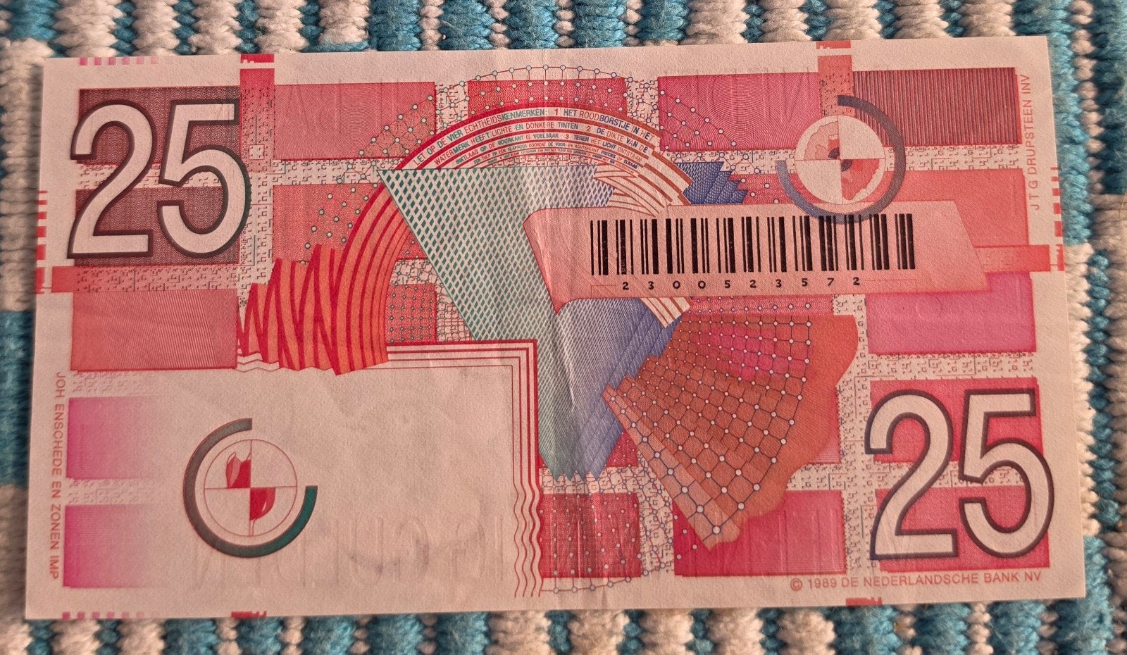 25 Gulden Nederlands Bankbiljet - De Roodborst, Ophalen of Verzenden, 25 gulden, Los biljet