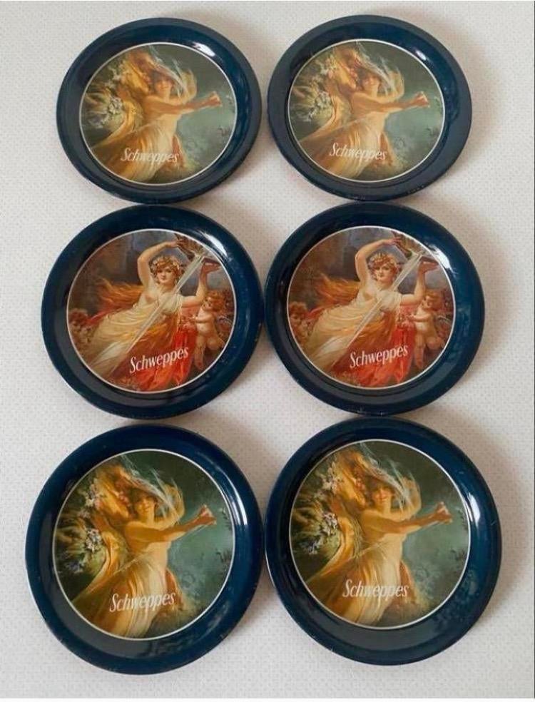 Set van 6 Schweppes onderzetters. Drsn. 9 cm., Ophalen of Verzenden, Zo goed als nieuw