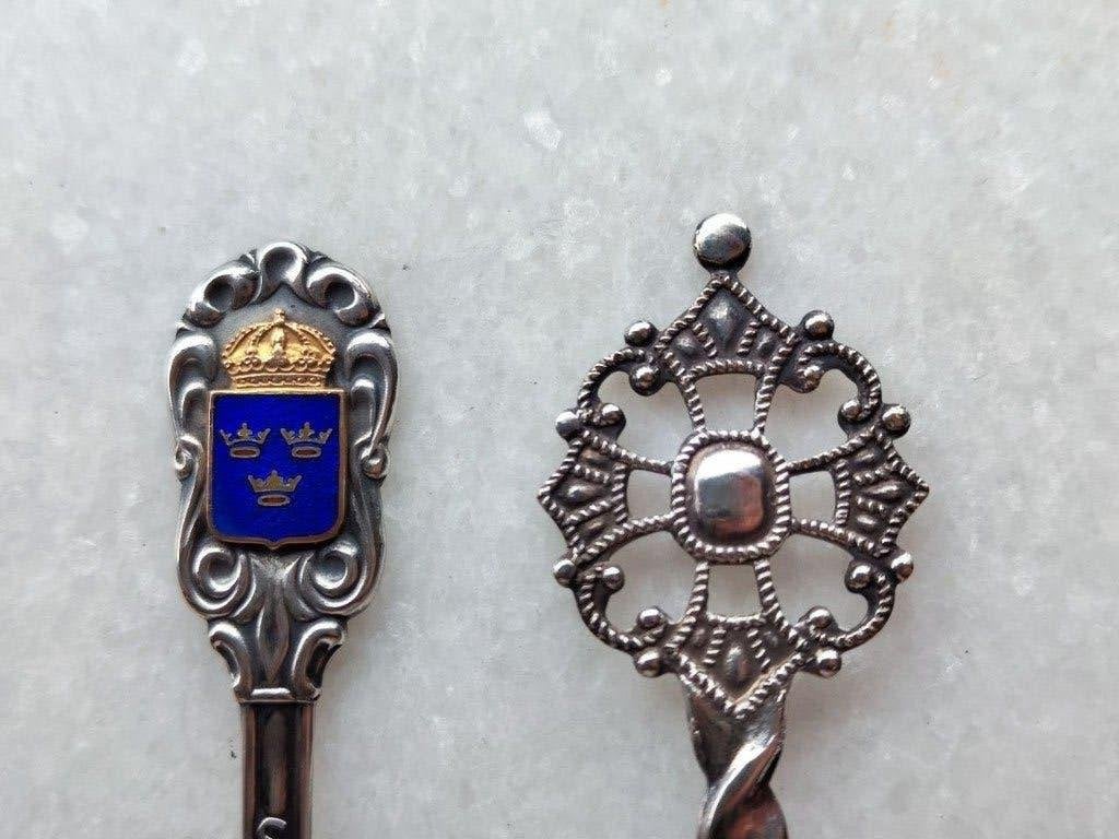 2 Verzilverde lepeltjes Wapen Zweden, Gudvangen Noorwegen, Ophalen of Verzenden