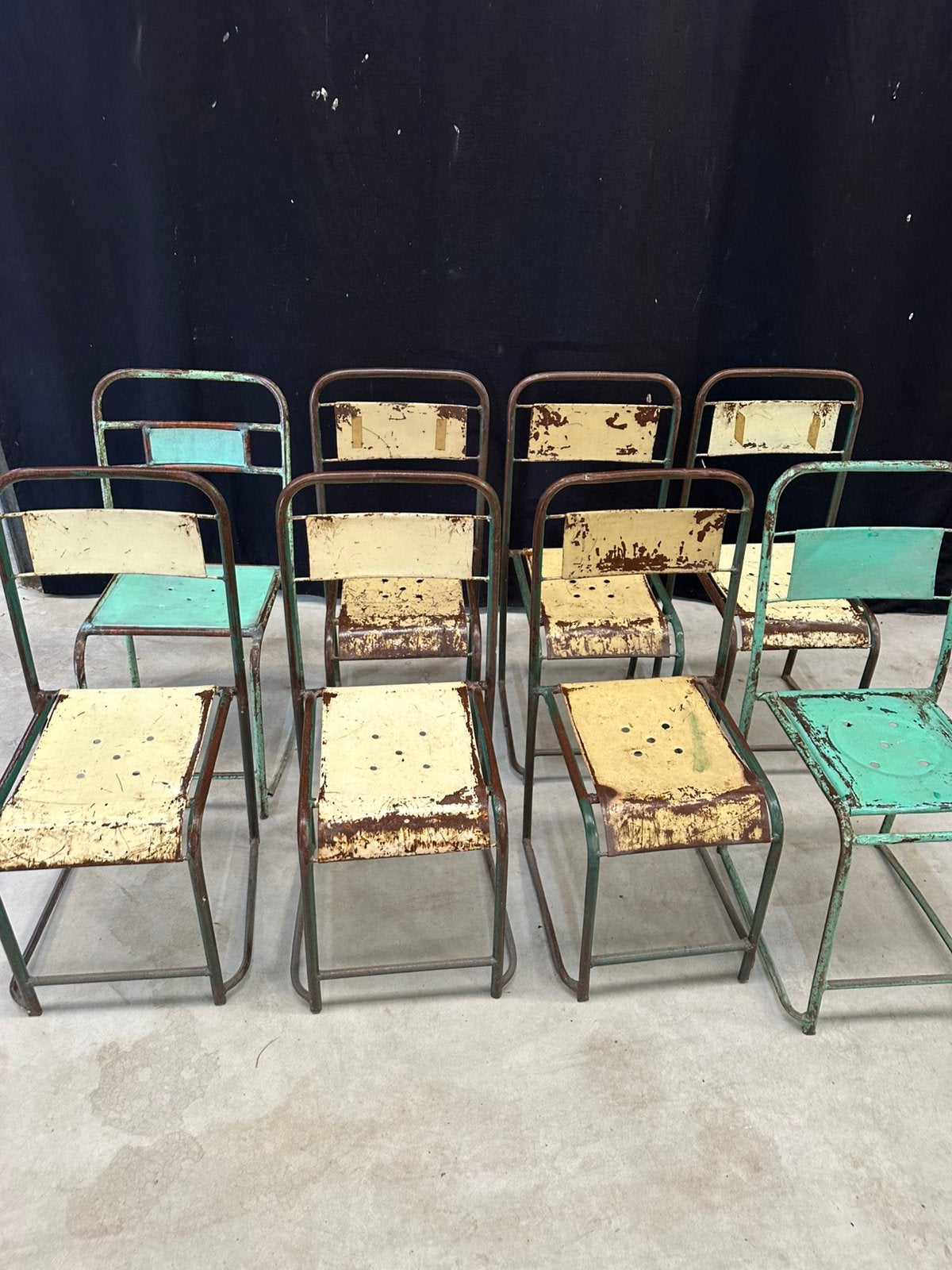 Stoeltjes 8x  metaal vintage, Huis en Inrichting, Stoelen, Ophalen, Gebruikt, Overige kleuren, Metaal