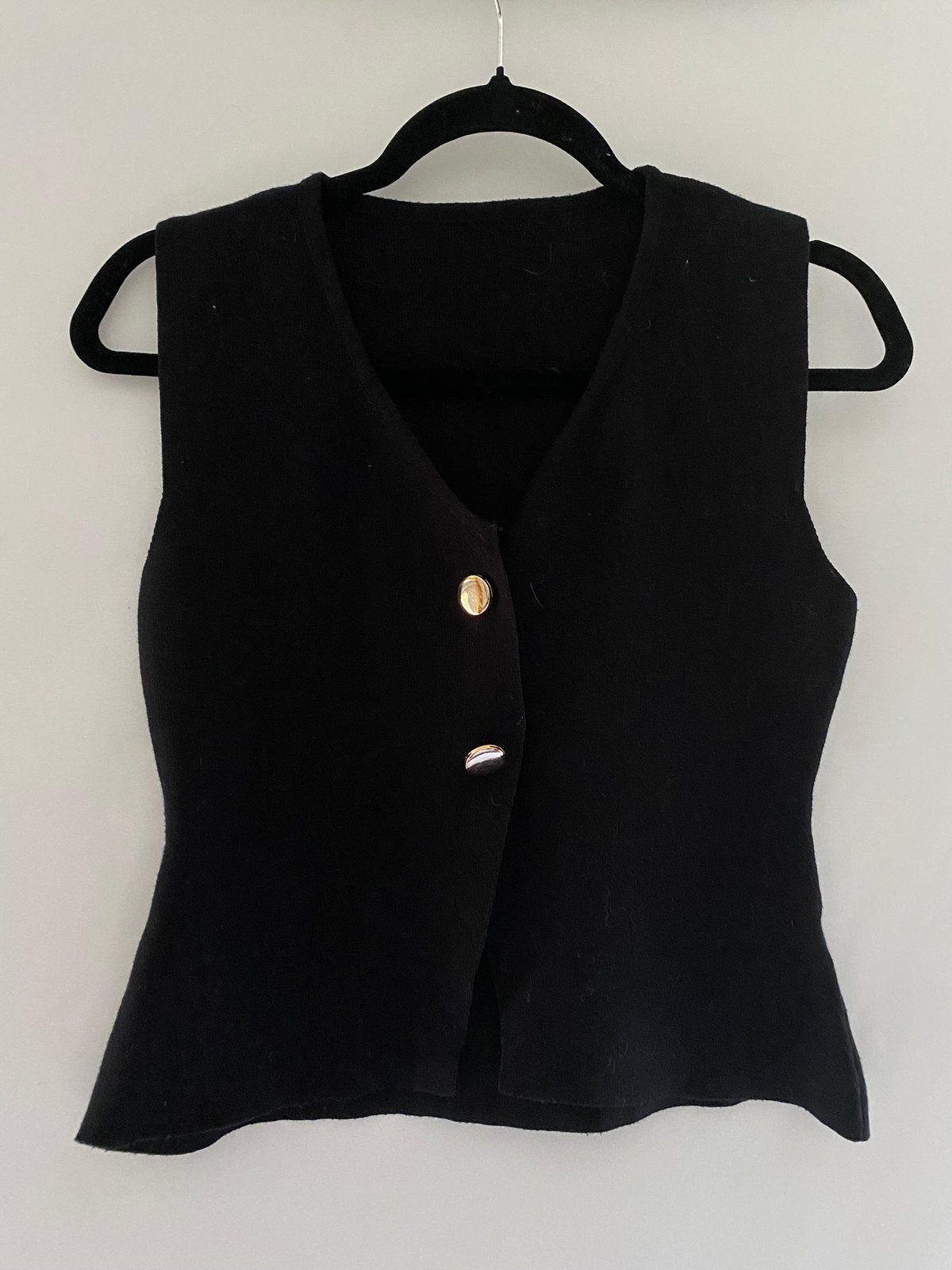 SHEIN zwart dames gilet met gouden knopen – maat S/36, Zwart, Ophalen of Verzenden, Zo goed als nieuw, Korte mouw