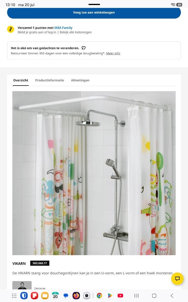 Ikea douchestang, Ophalen, Gebruikt, Chroom, Douche
