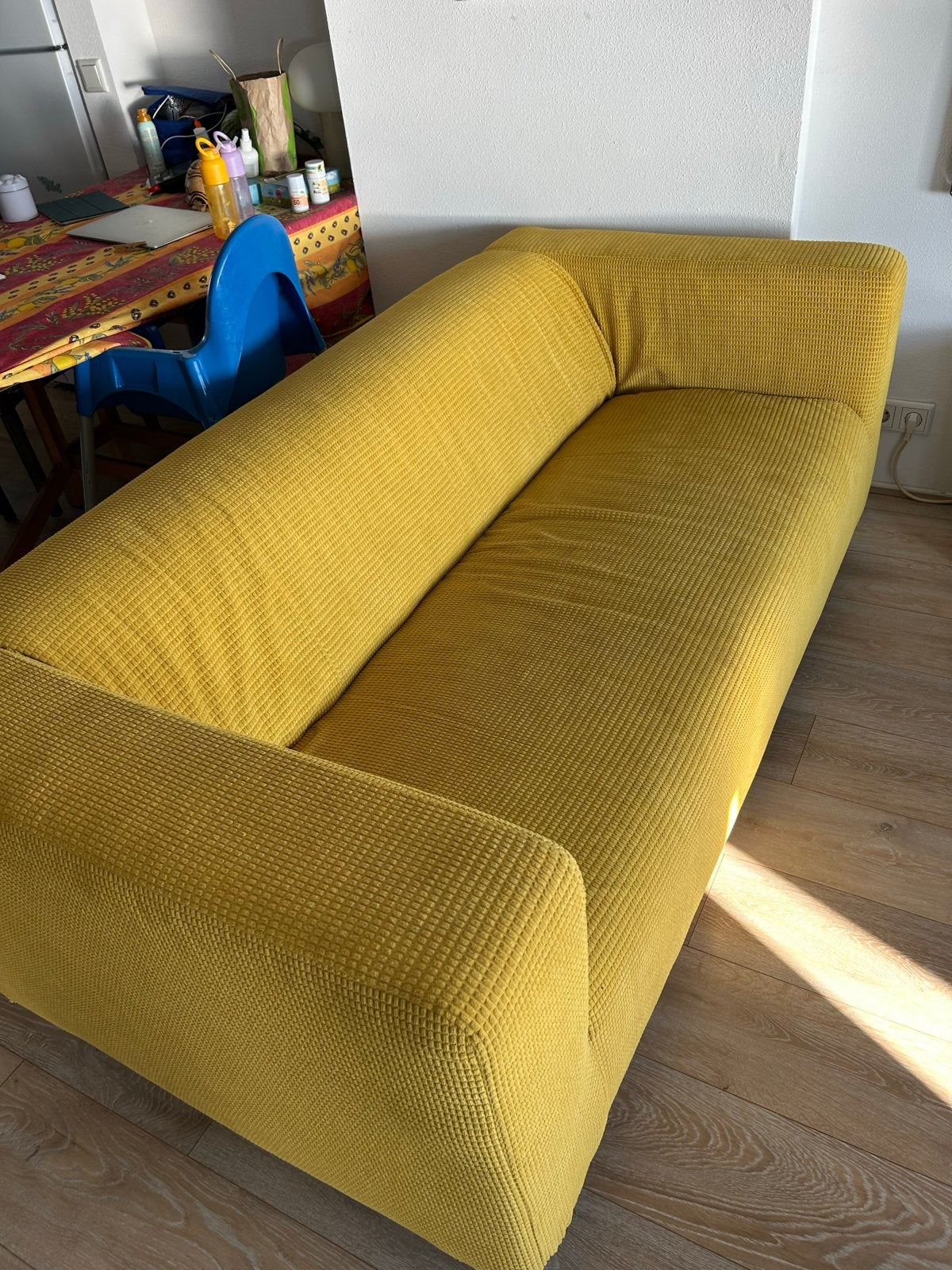 Gele hoes voor klippan., Ophalen, Gebruikt, Ikea klippan, Tweepersoons
