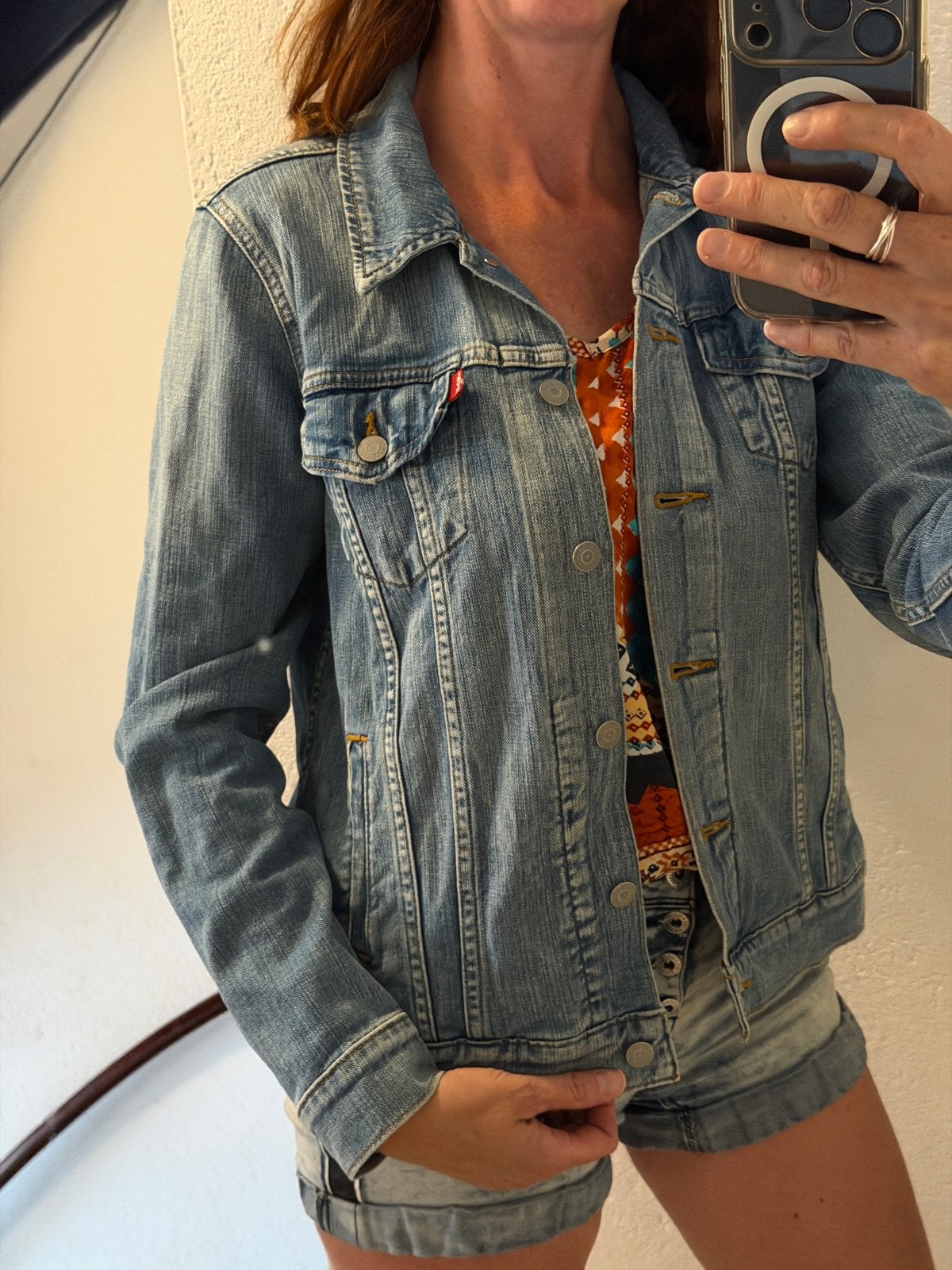 Retro Levi’s denim spijkerjack maat L origineel, Ophalen of Verzenden, Gedragen, Maat 42/44 (L), Blauw