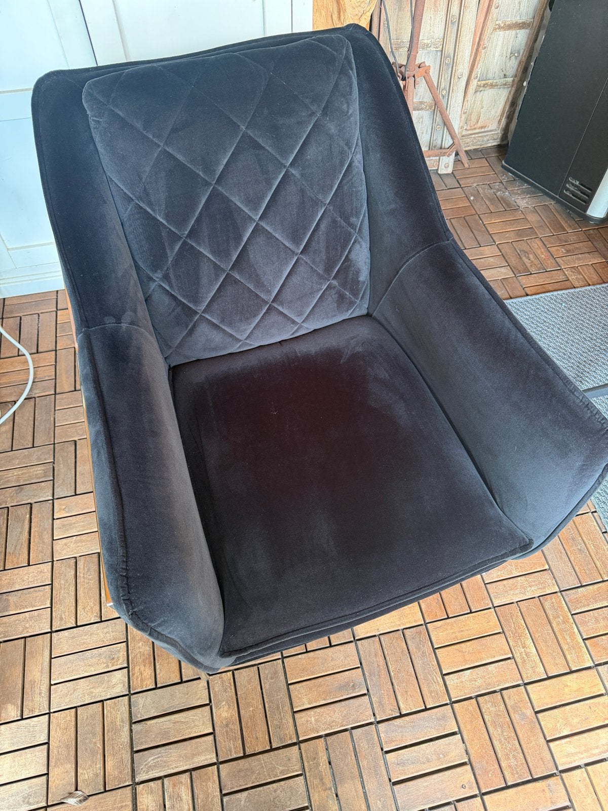 Riviera Maison fauteuil, zwart fluweel, zo goed als nieuw, Huis en Inrichting, Stoelen, Ophalen, Zwart, Zo goed als nieuw, Eén