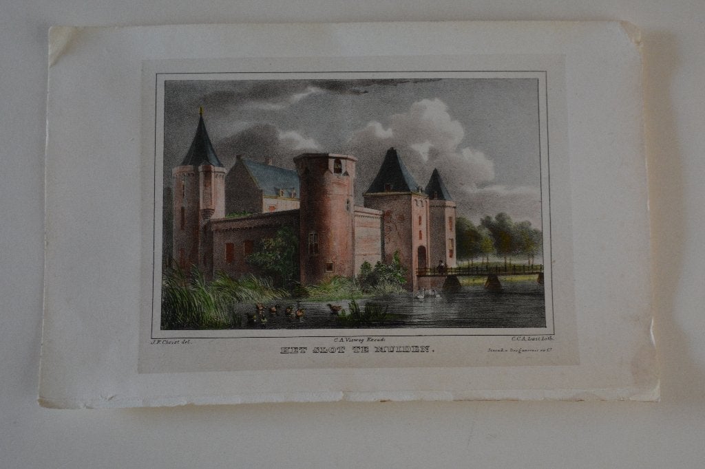MUIDEN MUIDERSLOT Litho Mooie kwaliteit Anno 1842 GD8, Antiek en Kunst, 10 cm, 1800 - 1899, Verzenden, Stadsgezicht