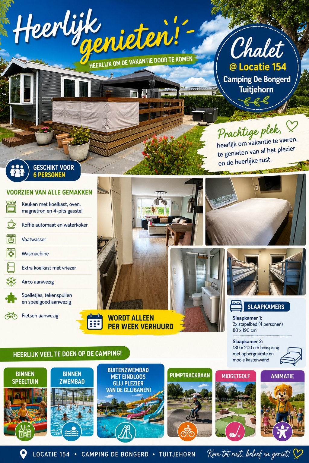 Te Huur Chalet Capfun Bongerd 14/21Aug vrij 21/28Aug vrij