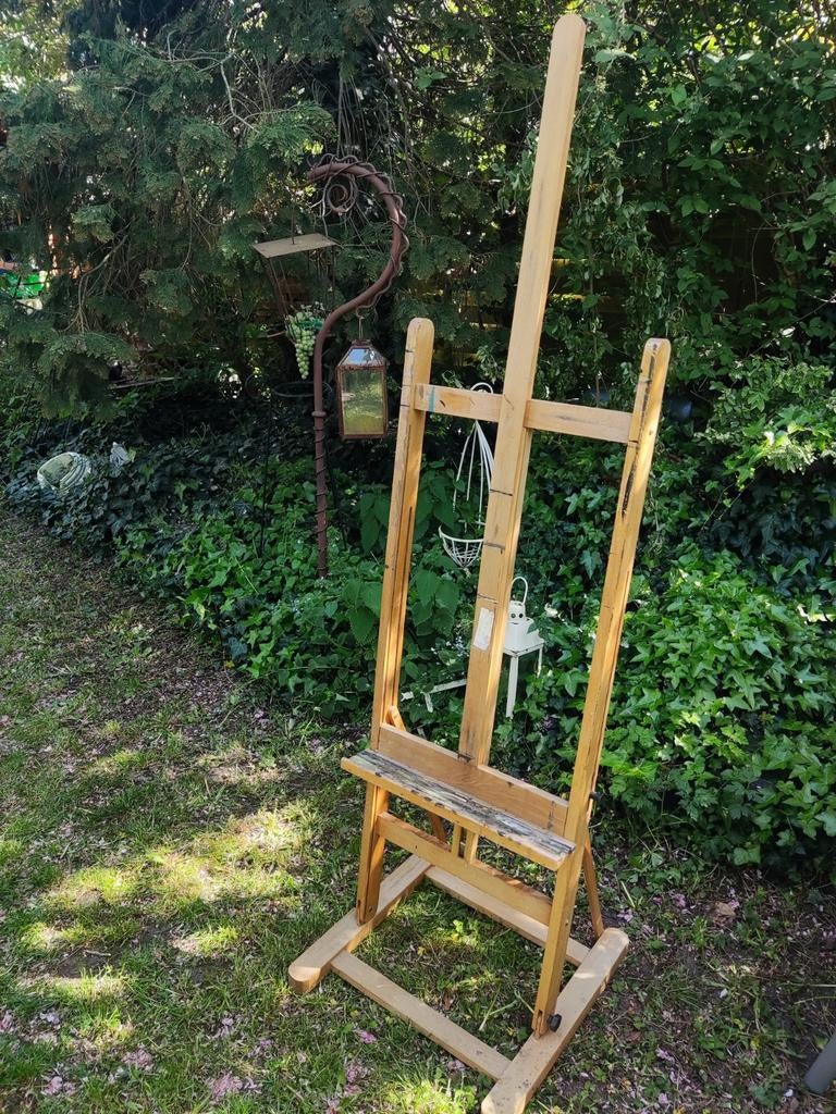 Houten schildersezel - in hoogte en achterover verstelbaar, Hobby en Vrije tijd, Schilderen, Ophalen, Gebruikt, Ezel