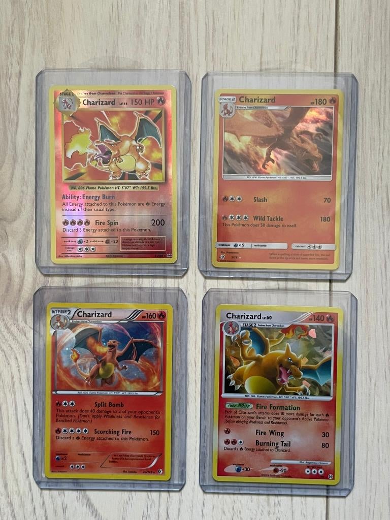 4X Charizard Mix, Hobby en Vrije tijd, Verzamelkaartspellen | Pokémon, Verzenden, Zo goed als nieuw, Meerdere kaarten, Foil