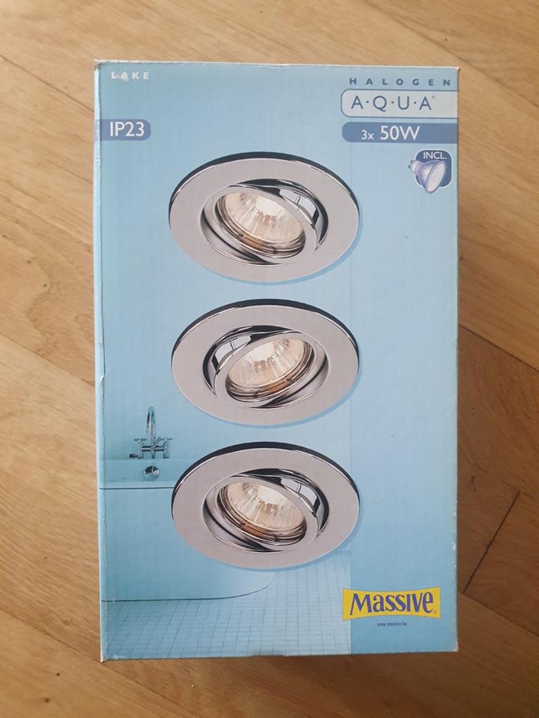 Massive Aqua Halogeen Inbouwspots - Set van 3, Huis en Inrichting, Lampen | Spots, Nieuw, Plafondspot of Wandspot, Metaal of Aluminium