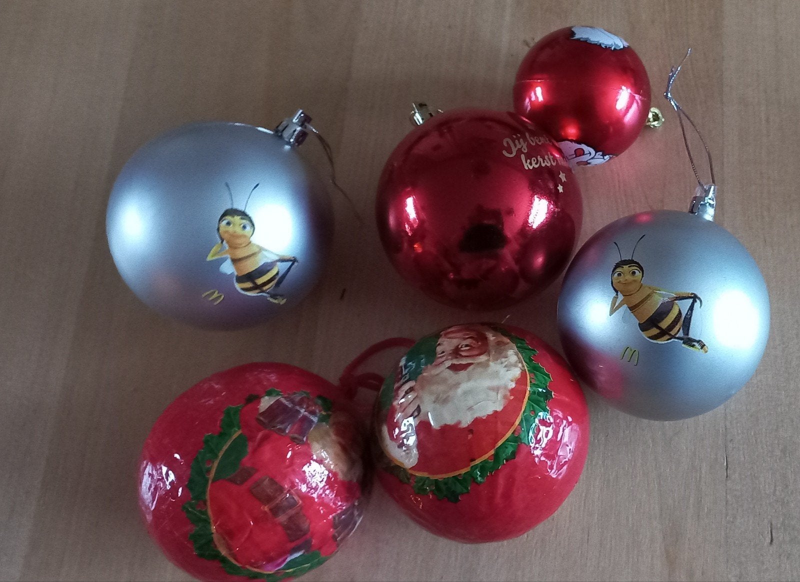 6 grappige kerstballen, Ophalen of Verzenden, Zo goed als nieuw
