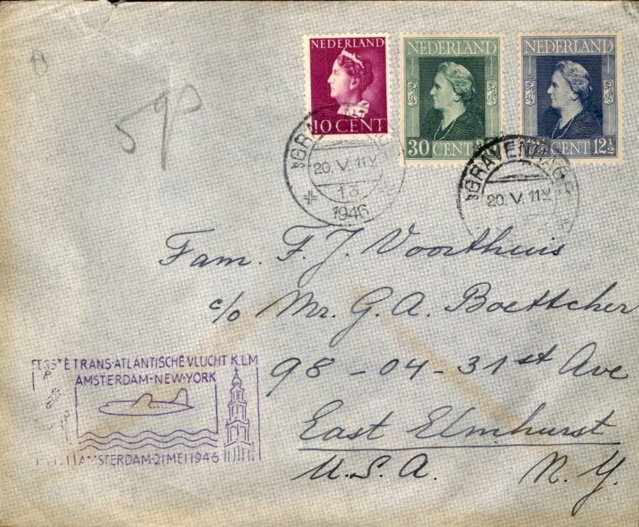 FFC - New York - Frankering - 1946, Ophalen of Verzenden, Envelop